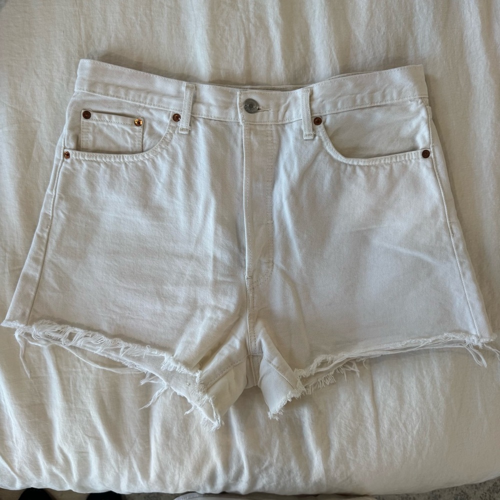 Re/Done White Jean Shorts